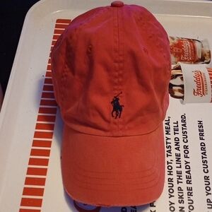 Polo by Ralph Lauren Men's Coral & Black With Leather Strap Super Clean Cap